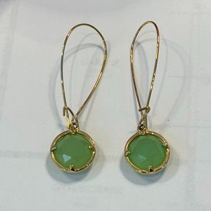 Kate Spade ~ gold & light green stone wire drop earrings